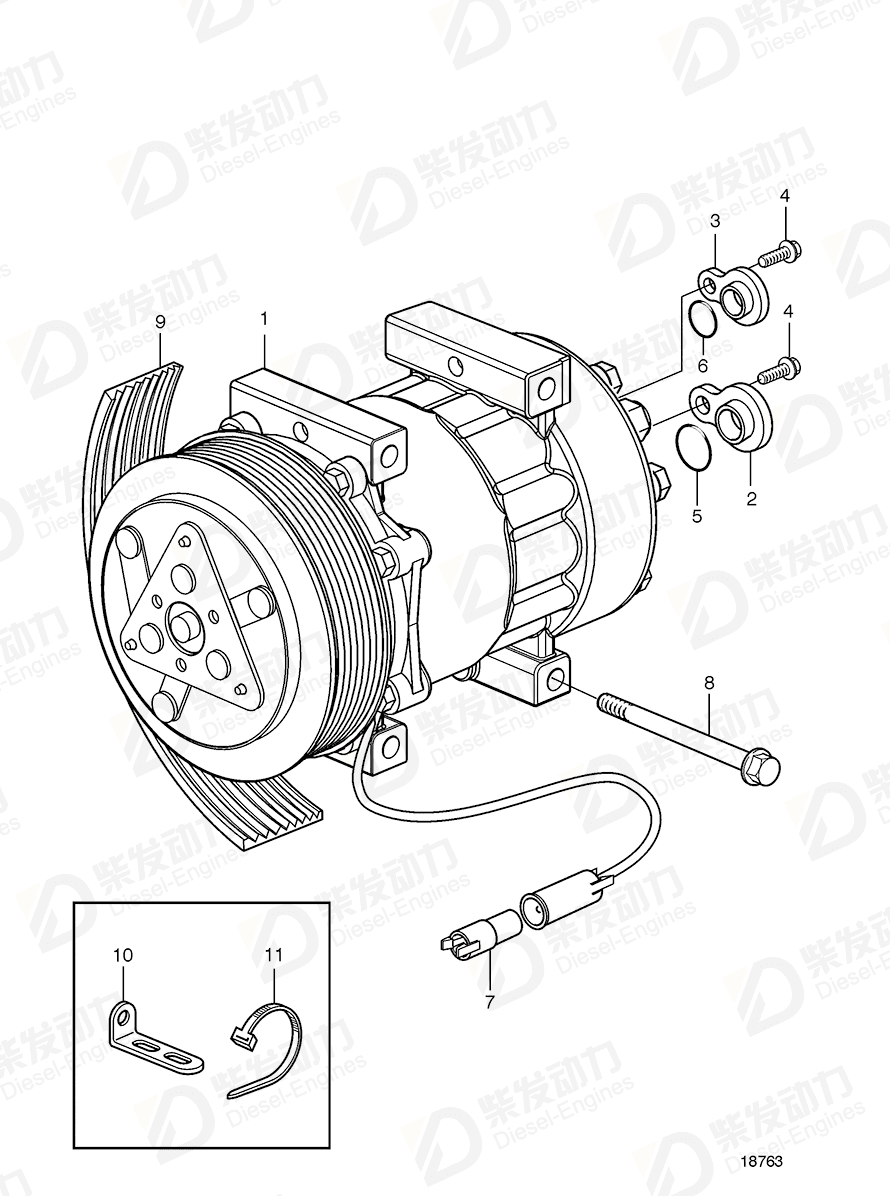 VOLVO Compressor, exch 3803661 Drawing